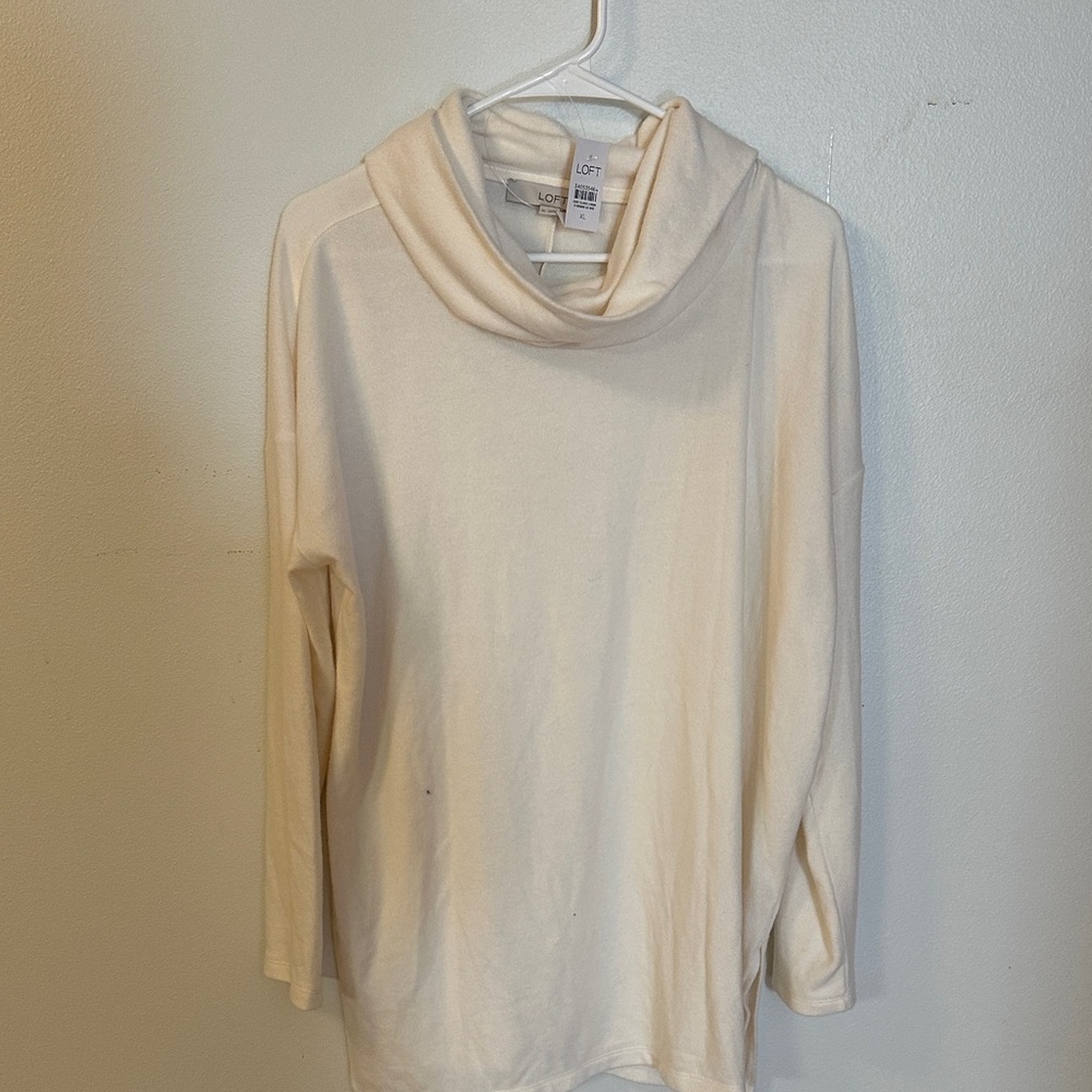 LOFT Ivory Cowl Neck Sweater